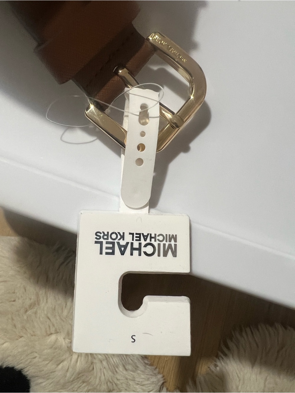 Michael Kors Tan Leather Belt with Gold Buckle